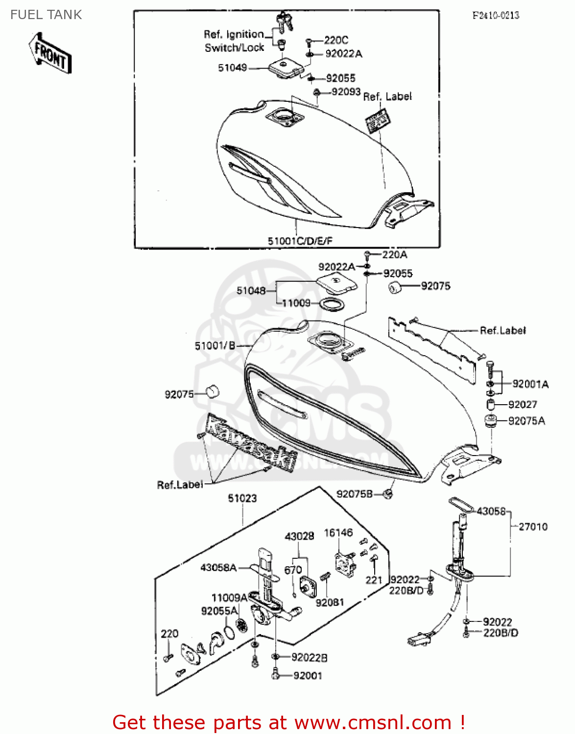 FUEL TANK KZ550F2 SHAFT 1984 USA CALIFORNIA CANADA / LTD