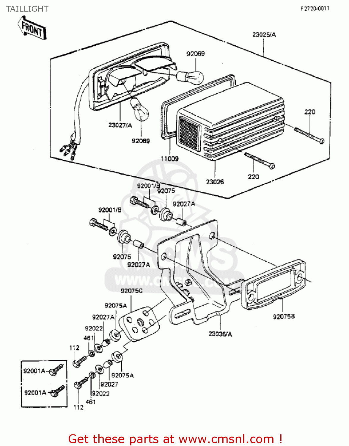 TAILLIGHT KZ550F2 SHAFT 1984 USA CALIFORNIA CANADA / LTD