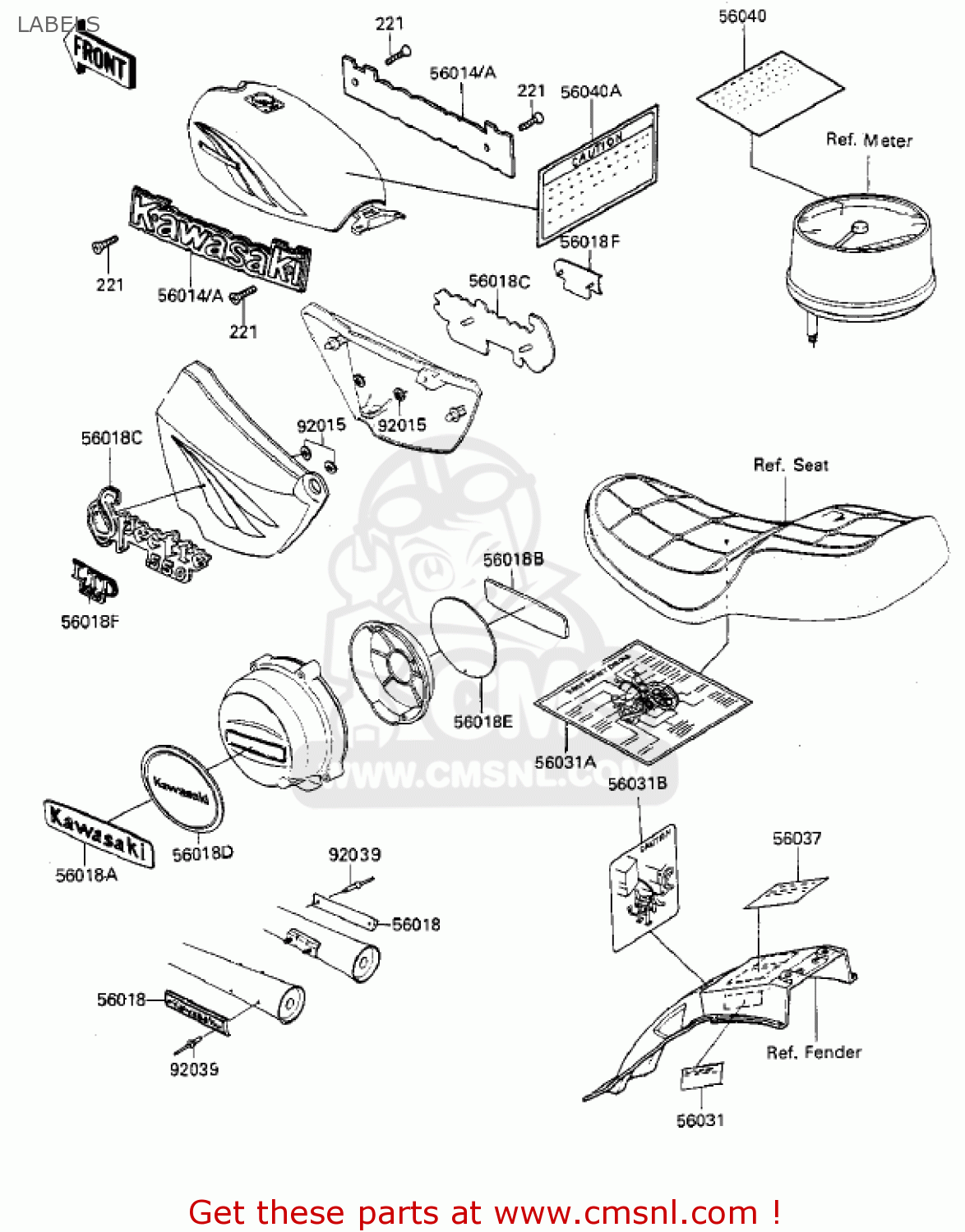 LABELS KZ550F2 SHAFT 1984 USA CALIFORNIA CANADA / LTD
