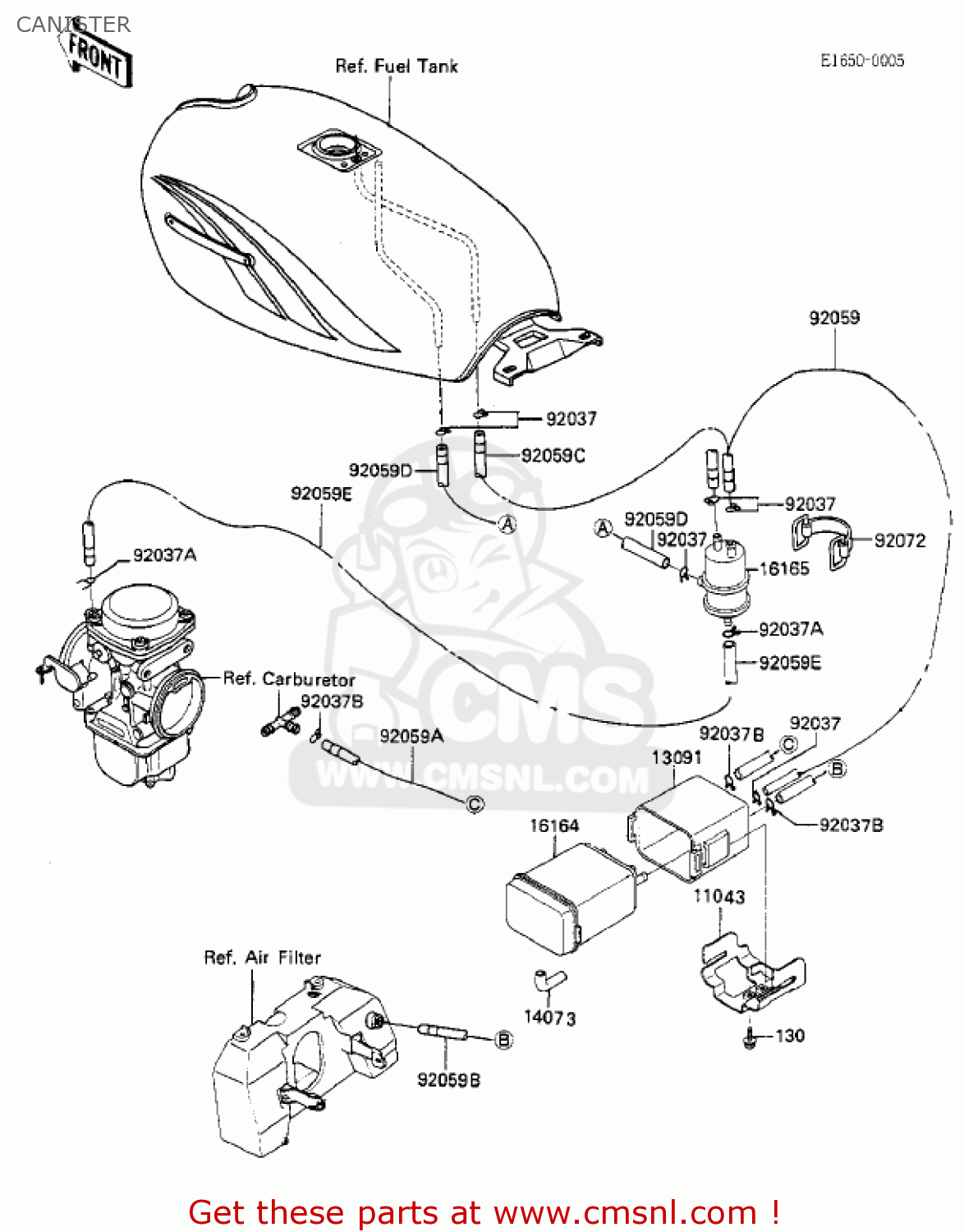 CANISTER KZ550F2 SHAFT 1984 USA CALIFORNIA CANADA / LTD
