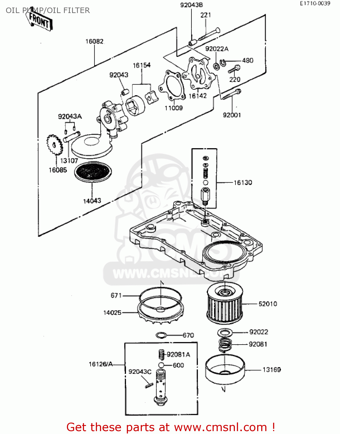 OIL PUMP/OIL FILTER KZ550F2 SHAFT 1984 USA CALIFORNIA CANADA / LTD