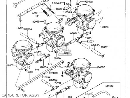 CARBURETOR ASSY - KZ550F2 SHAFT 1984 USA CALIFORNIA CANADA / LTD