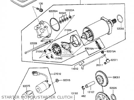 STARTER MOTOR/STARTER CLUTCH - KZ550F2 SHAFT 1984 USA CALIFORNIA CANADA / LTD