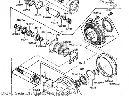 DRIVE SHAFT/FINAL GEARS (KZ550-F - KZ550F2 SHAFT 1984 USA CALIFORNIA CANADA / LTD