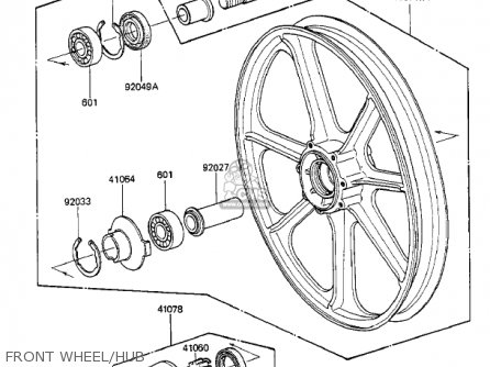 FRONT WHEEL/HUB - KZ550F2 SHAFT 1984 USA CALIFORNIA CANADA / LTD