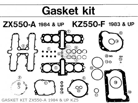 GASKET KIT ZX550-A 1984 & UP KZ5 - KZ550F2 SHAFT 1984 USA CALIFORNIA CANADA / LTD
