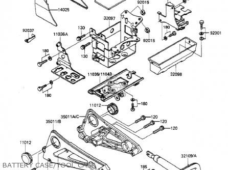 BATTERY CASE/TOOL CASE - KZ550F2 SHAFT 1984 USA CALIFORNIA CANADA / LTD
