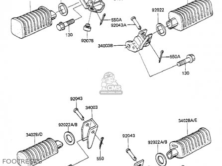 FOOTRESTS - KZ550F2 SHAFT 1984 USA CALIFORNIA CANADA / LTD