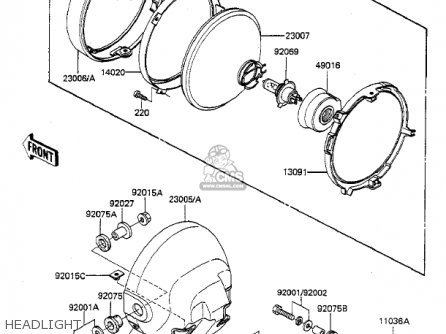 HEADLIGHT - KZ550F2 SHAFT 1984 USA CALIFORNIA CANADA / LTD
