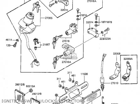 IGNITION SWITCH/LOCKS/REFLECTORS - KZ550F2 SHAFT 1984 USA CALIFORNIA CANADA / LTD