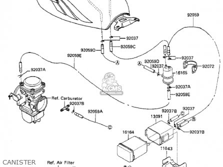 CANISTER - KZ550F2 SHAFT 1984 USA CALIFORNIA CANADA / LTD