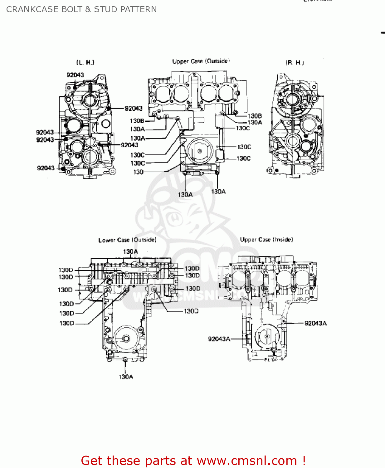 CRANKCASE BOLT & STUD PATTERN KZ550H1 GPZ 1982 USA CANADA