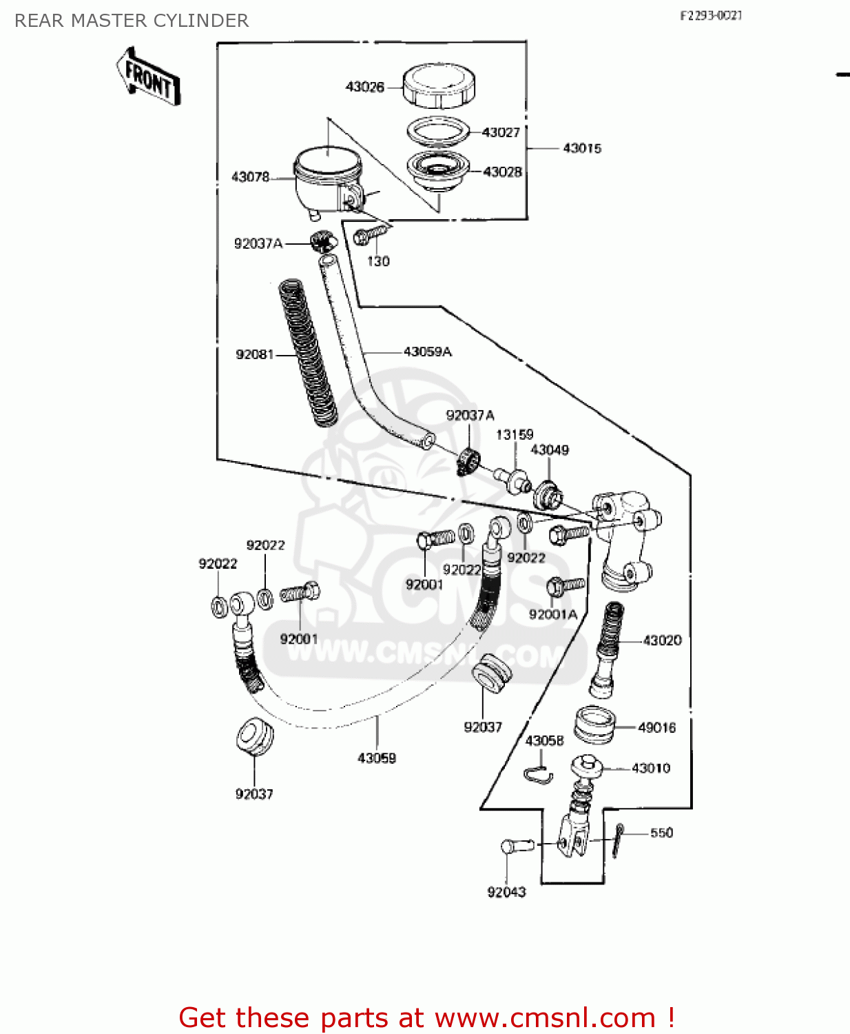 REAR MASTER CYLINDER KZ550H1 GPZ 1982 USA CANADA