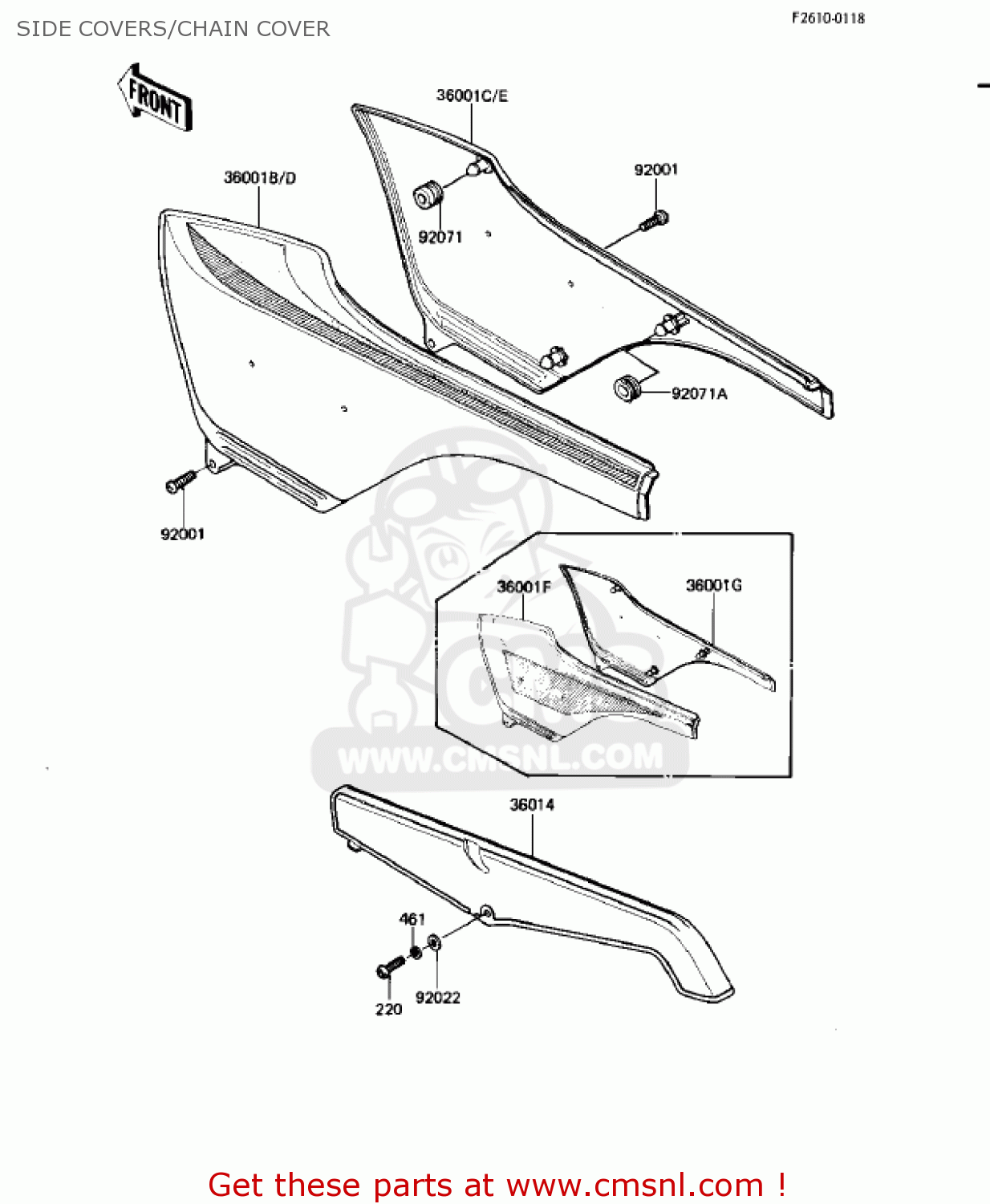 SIDE COVERS/CHAIN COVER KZ550H1 GPZ 1982 USA CANADA