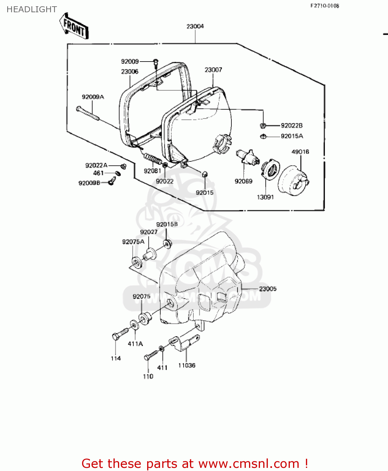 HEADLIGHT KZ550H1 GPZ 1982 USA CANADA