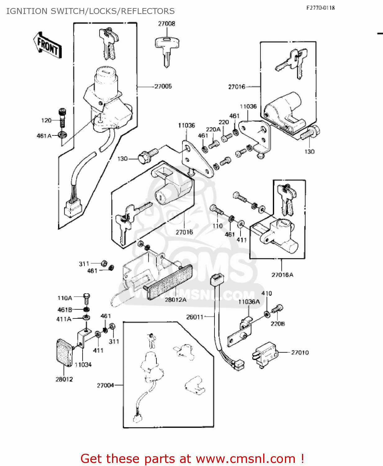 IGNITION SWITCH/LOCKS/REFLECTORS KZ550H1 GPZ 1982 USA CANADA