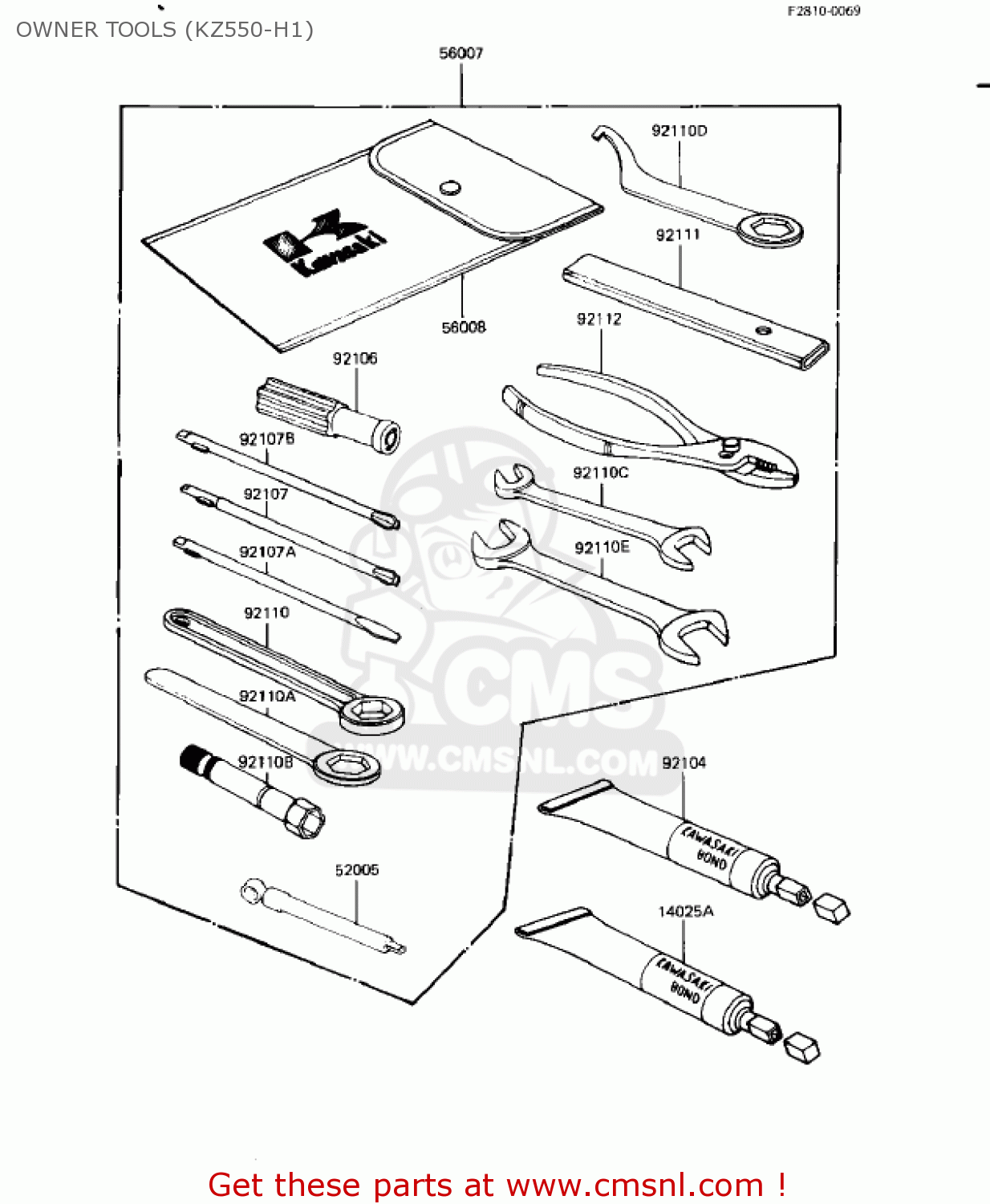 OWNER TOOLS (KZ550-H1) KZ550H1 GPZ 1982 USA CANADA