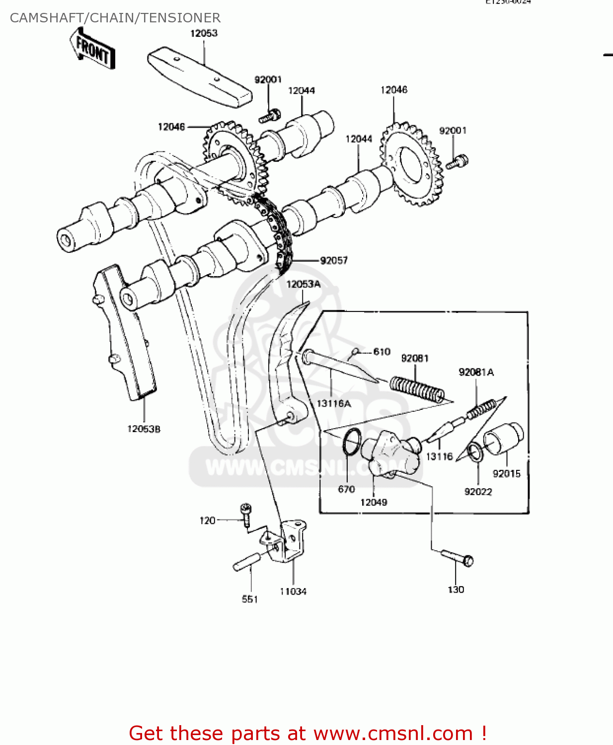 CAMSHAFT/CHAIN/TENSIONER KZ550H1 GPZ 1982 USA CANADA
