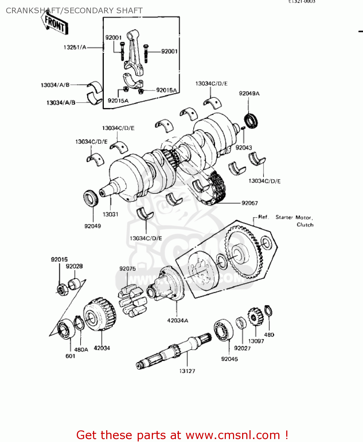 CRANKSHAFT/SECONDARY SHAFT KZ550H1 GPZ 1982 USA CANADA