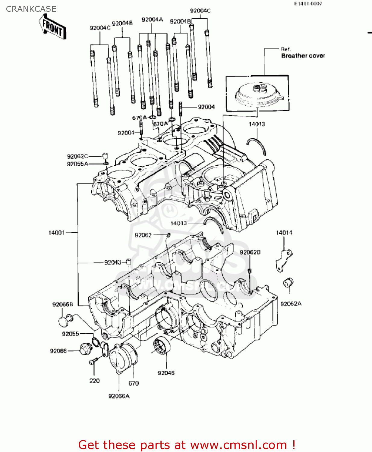 CRANKCASE KZ550H1 GPZ 1982 USA CANADA