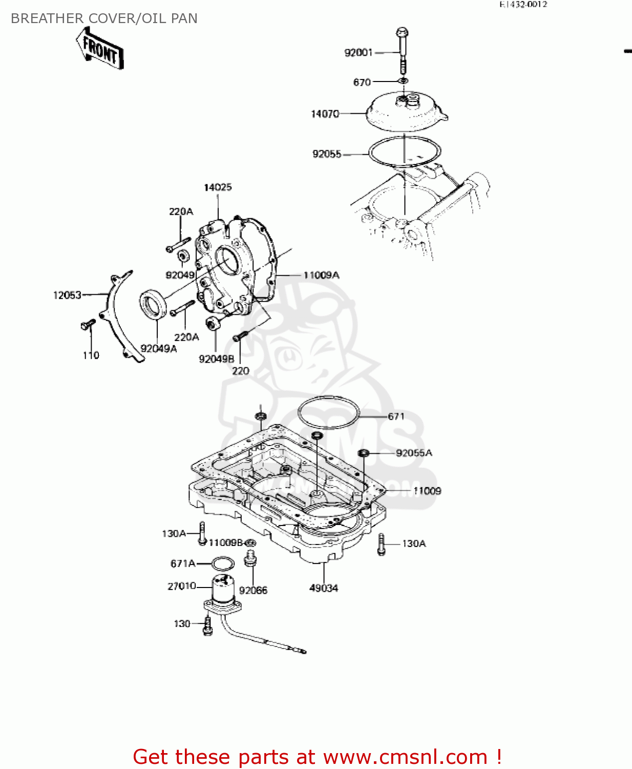 BREATHER COVER/OIL PAN KZ550H1 GPZ 1982 USA CANADA