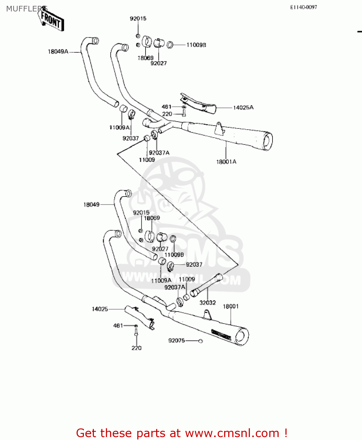 MUFFLERS KZ550H1 GPZ 1982 USA CANADA