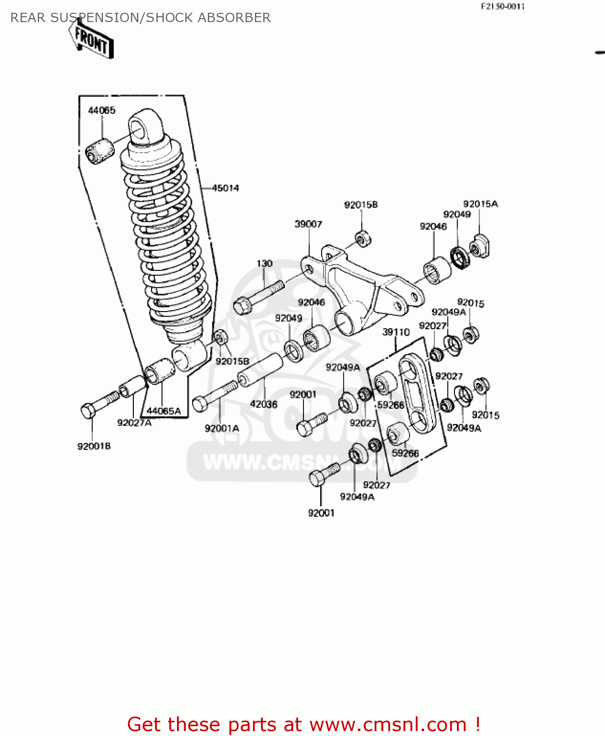 REAR SUSPENSION/SHOCK ABSORBER KZ550H2 GPZ 1983 USA CANADA