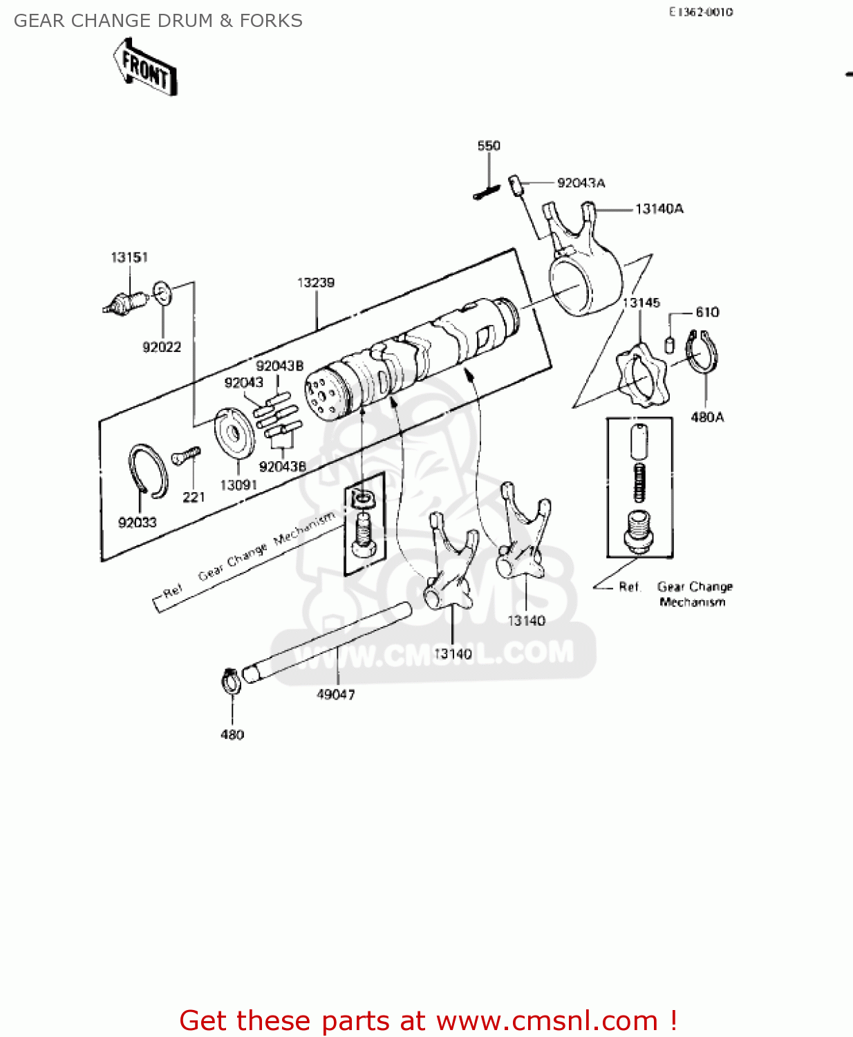 GEAR CHANGE DRUM & FORKS KZ550H2 GPZ 1983 USA CANADA