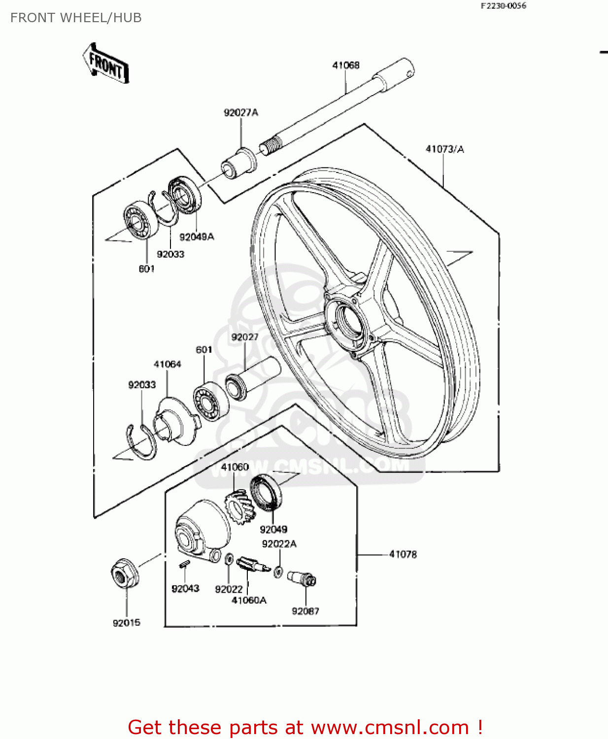 FRONT WHEEL/HUB KZ550H2 GPZ 1983 USA CANADA
