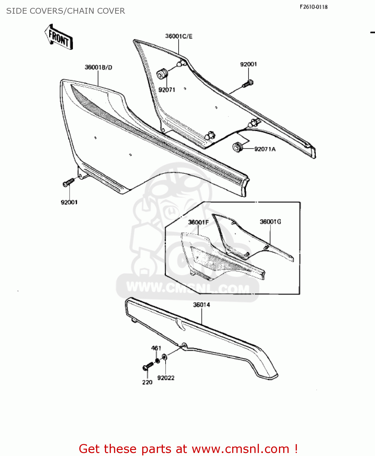SIDE COVERS/CHAIN COVER KZ550H2 GPZ 1983 USA CANADA