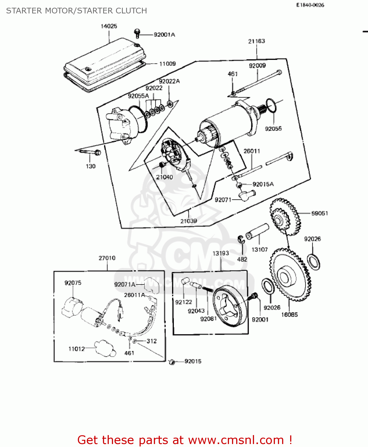STARTER MOTOR/STARTER CLUTCH KZ550H2 GPZ 1983 USA CANADA