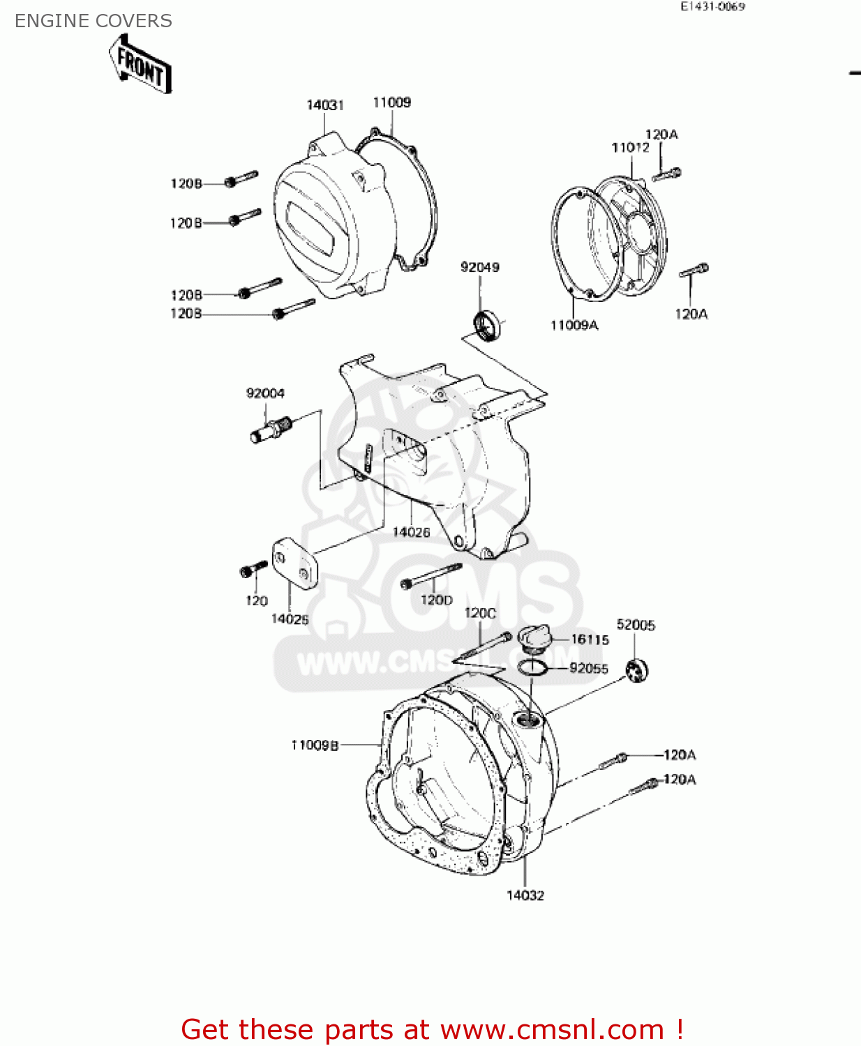 ENGINE COVERS KZ550H2 GPZ 1983 USA CANADA