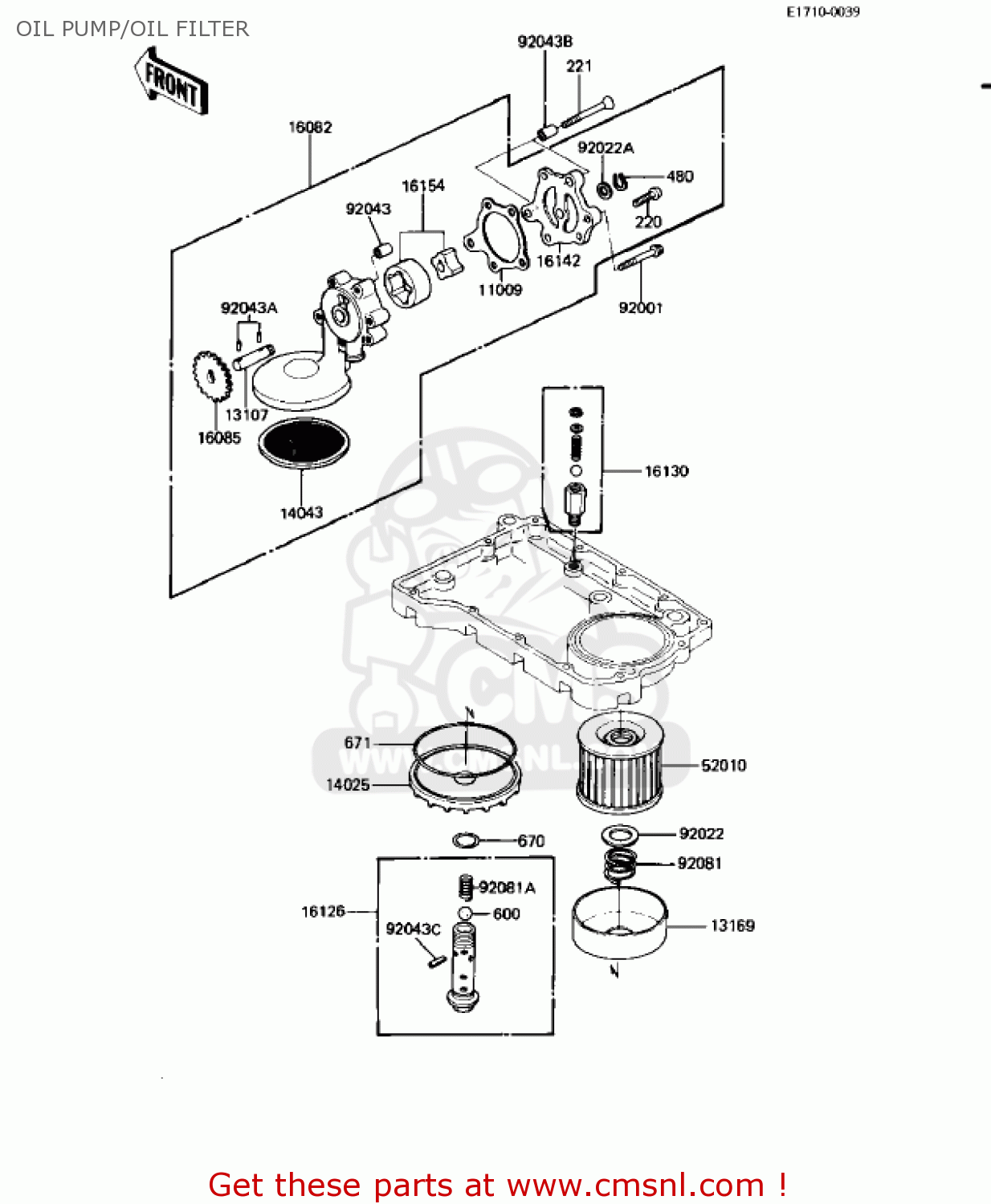 OIL PUMP/OIL FILTER KZ550H2 GPZ 1983 USA CANADA