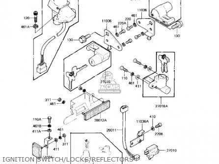 IGNITION SWITCH/LOCKS/REFLECTORS - KZ550H2 GPZ 1983 USA CANADA