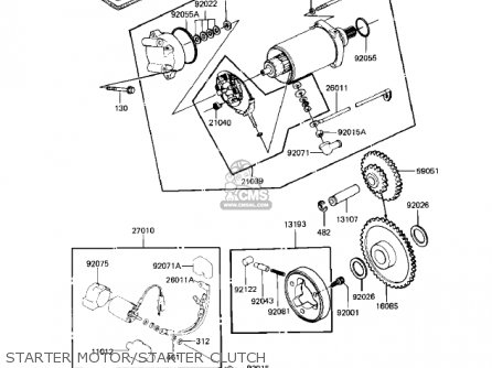 STARTER MOTOR/STARTER CLUTCH - KZ550H2 GPZ 1983 USA CANADA