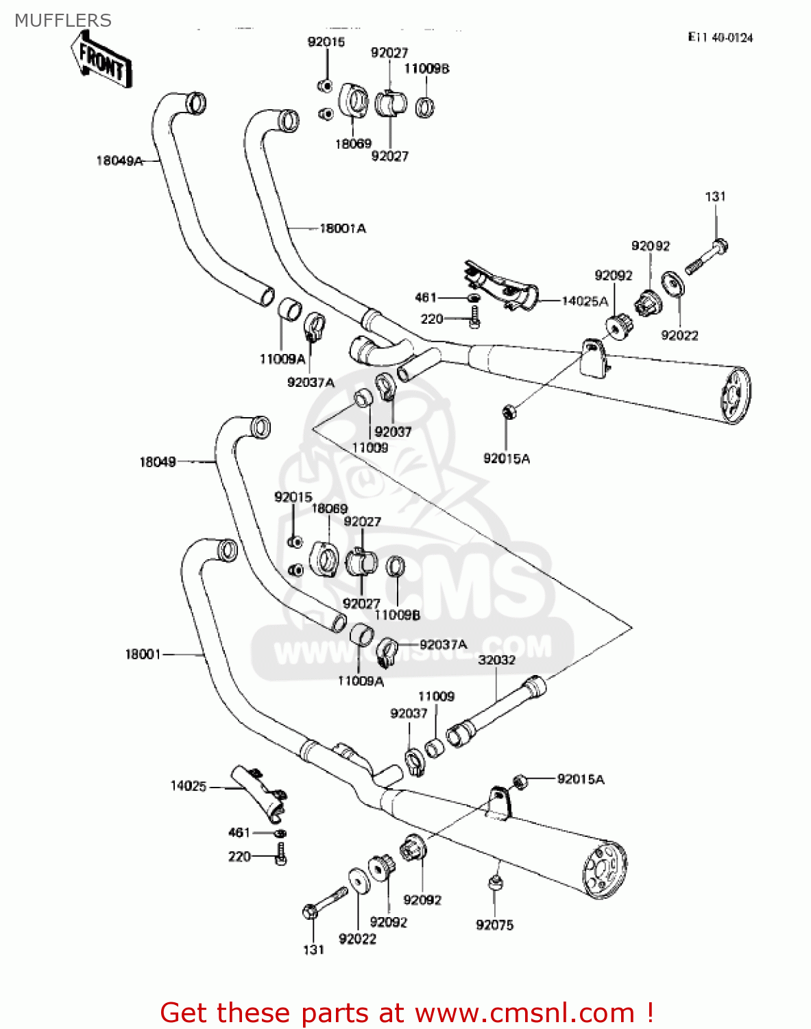 MUFFLERS KZ550M1 SHAFT 1983 USA CANADA / LTD