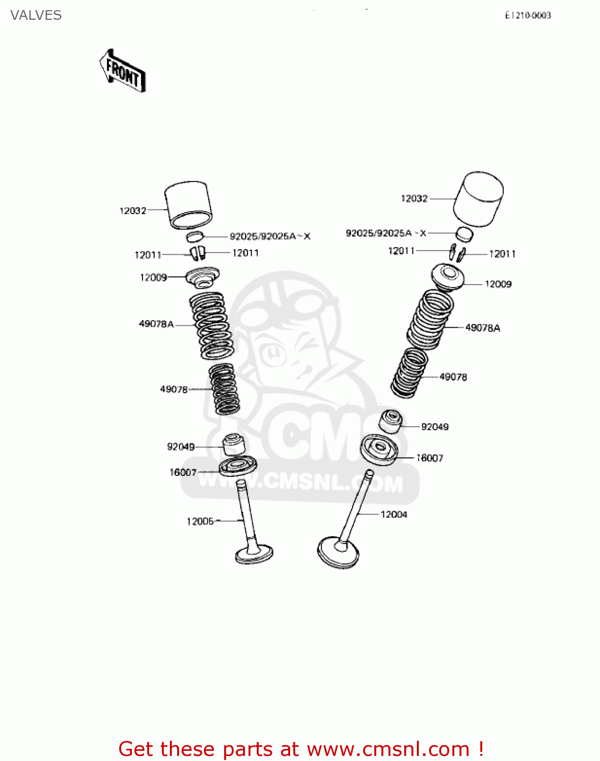 VALVES KZ550M1 SHAFT 1983 USA CANADA / LTD