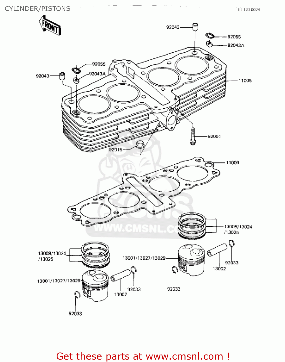 CYLINDER/PISTONS KZ550M1 SHAFT 1983 USA CANADA / LTD