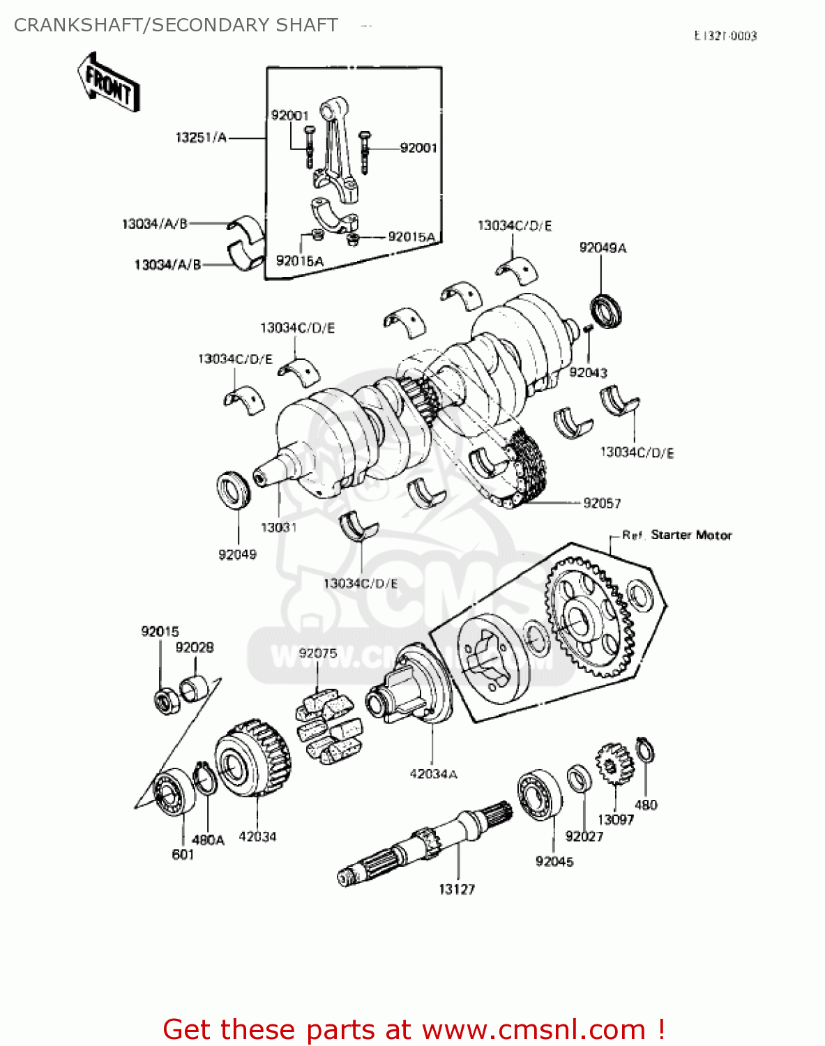 CRANKSHAFT/SECONDARY SHAFT KZ550M1 SHAFT 1983 USA CANADA / LTD