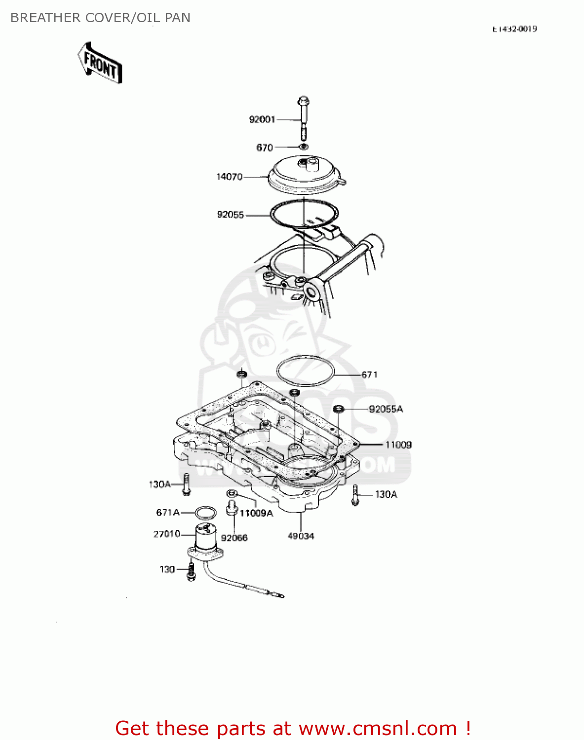 BREATHER COVER/OIL PAN KZ550M1 SHAFT 1983 USA CANADA / LTD