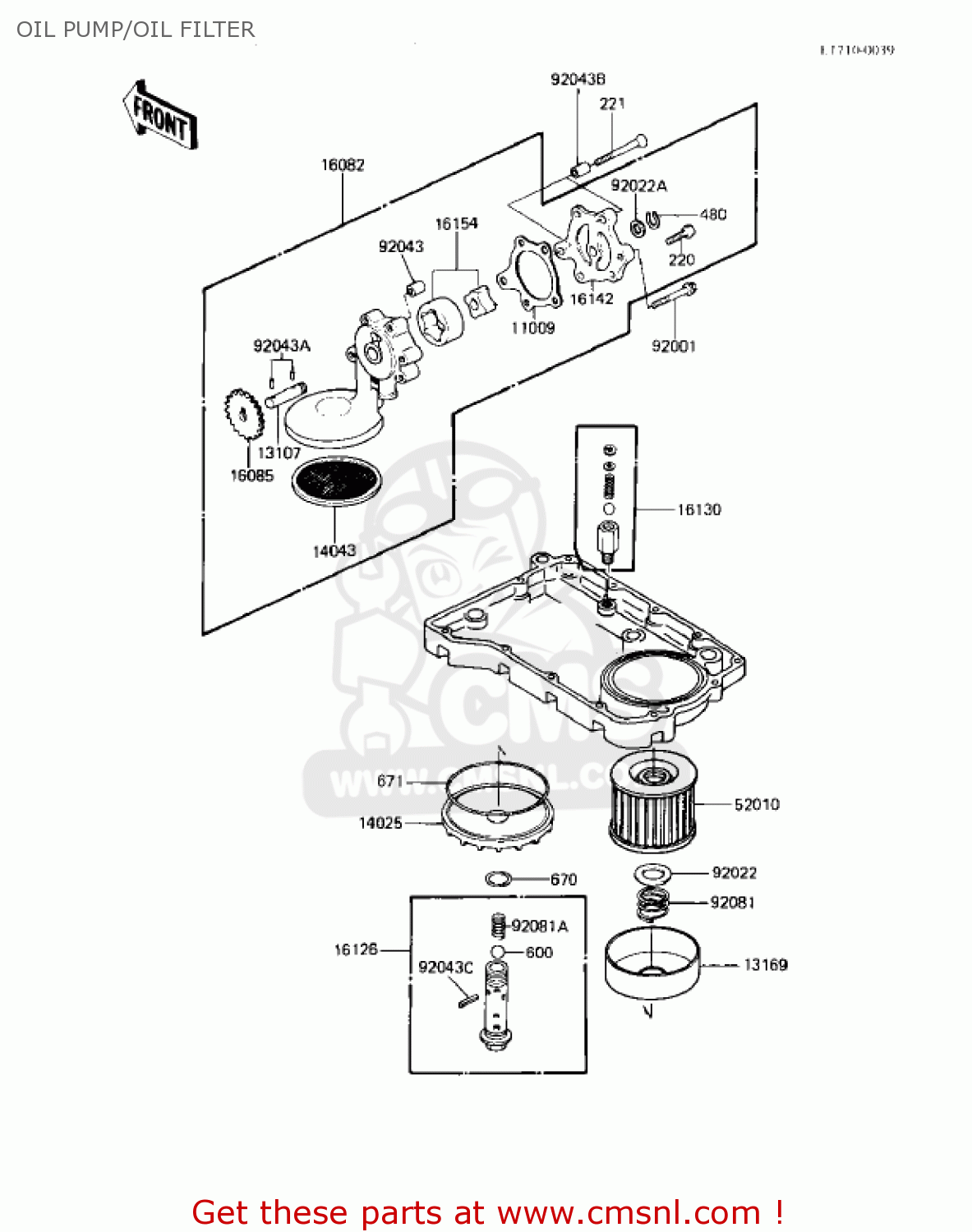 OIL PUMP/OIL FILTER KZ550M1 SHAFT 1983 USA CANADA / LTD
