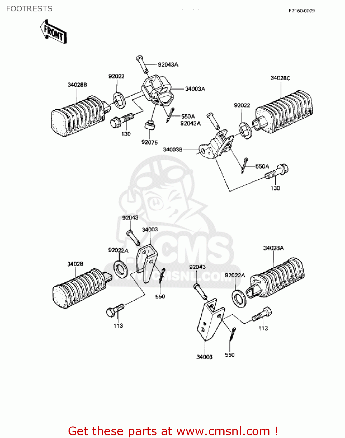 FOOTRESTS KZ550M1 SHAFT 1983 USA CANADA / LTD
