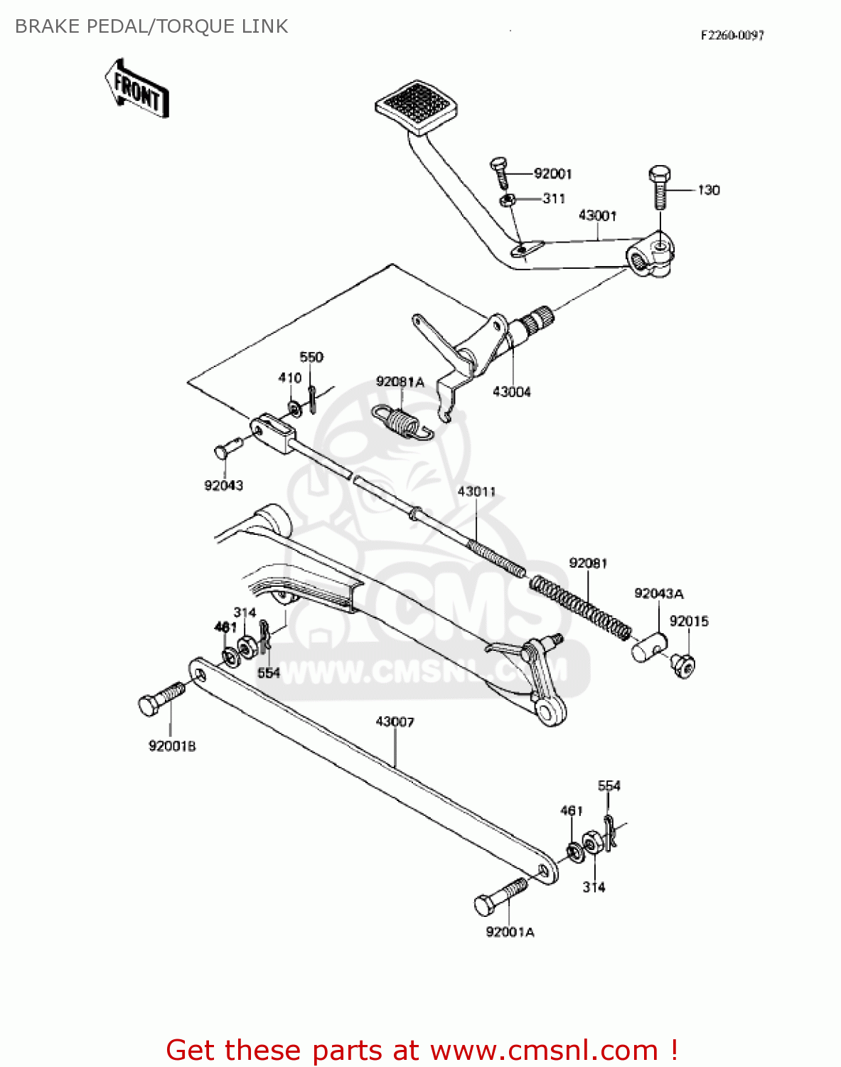 BRAKE PEDAL/TORQUE LINK KZ550M1 SHAFT 1983 USA CANADA / LTD