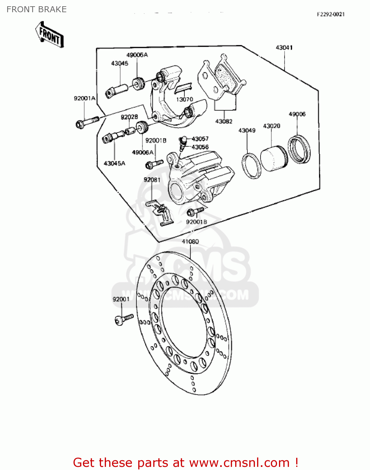 FRONT BRAKE KZ550M1 SHAFT 1983 USA CANADA / LTD