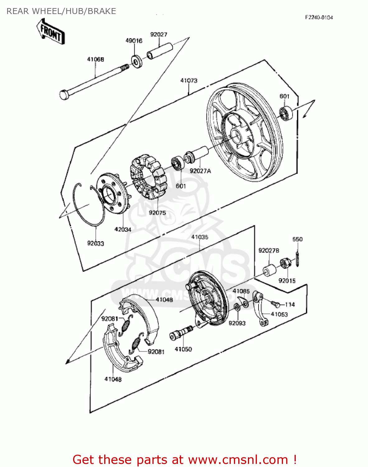 REAR WHEEL/HUB/BRAKE KZ550M1 SHAFT 1983 USA CANADA / LTD