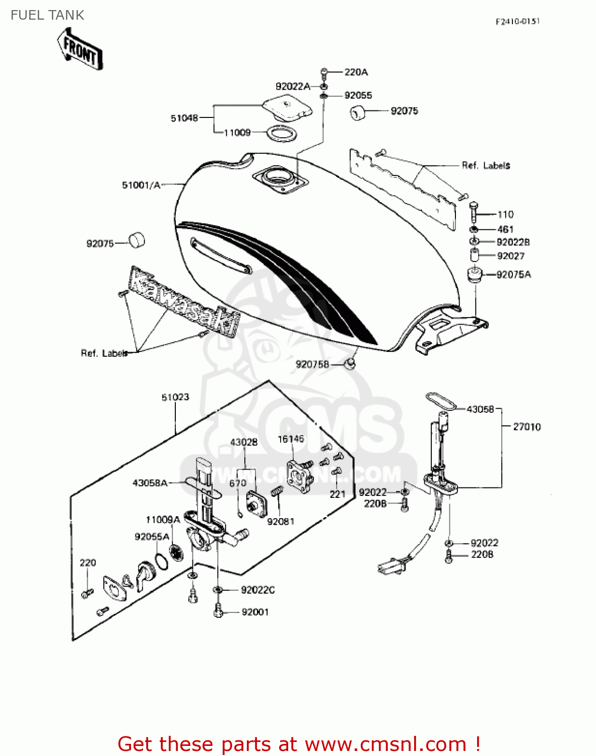 FUEL TANK KZ550M1 SHAFT 1983 USA CANADA / LTD