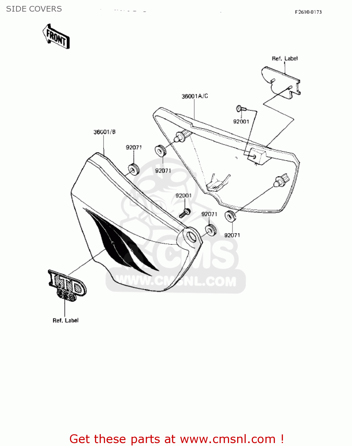 SIDE COVERS KZ550M1 SHAFT 1983 USA CANADA / LTD
