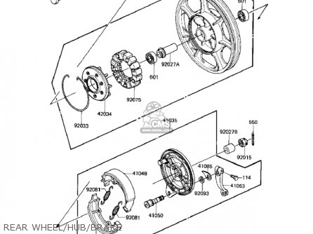 REAR WHEEL/HUB/BRAKE - KZ550M1 SHAFT 1983 USA CANADA / LTD