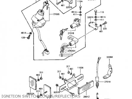IGNITION SWITCH/LOCKS/REFLECTORS - KZ550M1 SHAFT 1983 USA CANADA / LTD