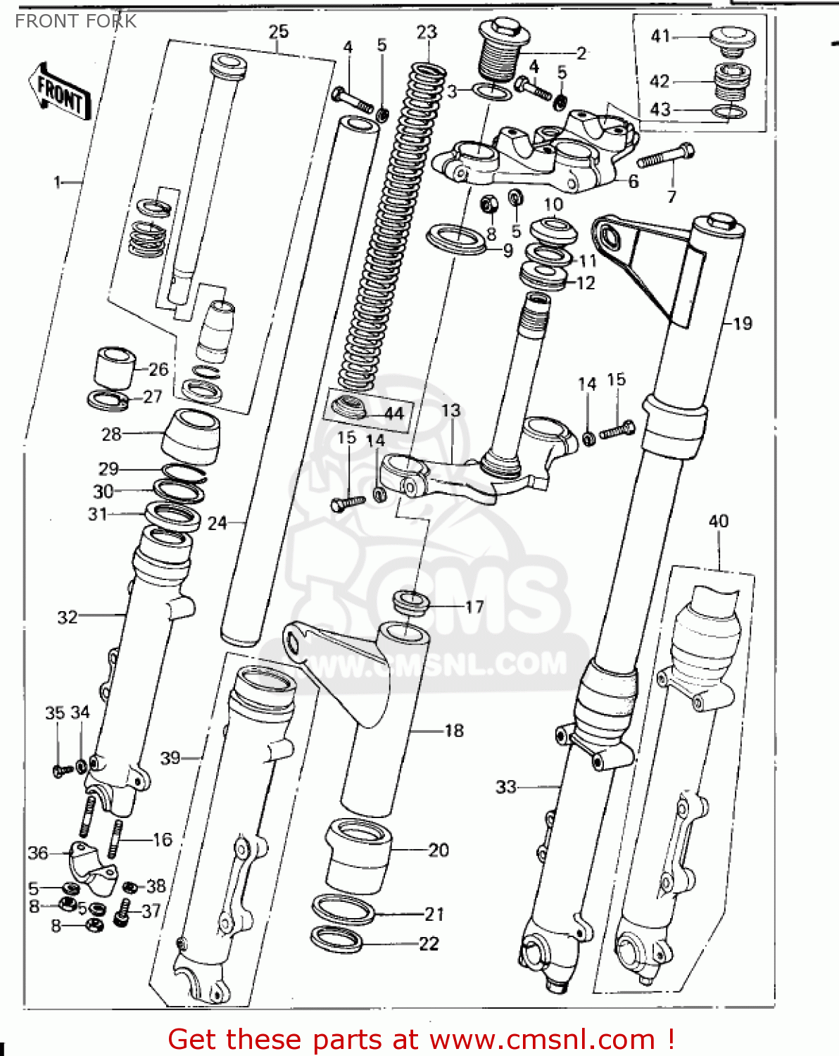 FRONT FORK KZ650B1 1977 USA CANADA / MPH KPH